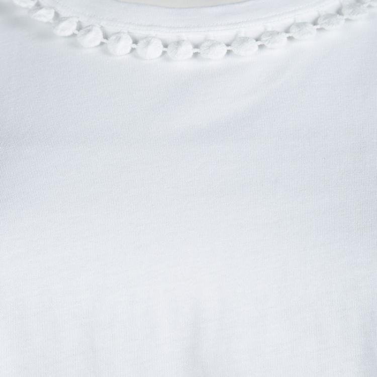 مملوكة مسبقًا Burberry Brit White Cotton Lace Trim Detail T-Shirt XL