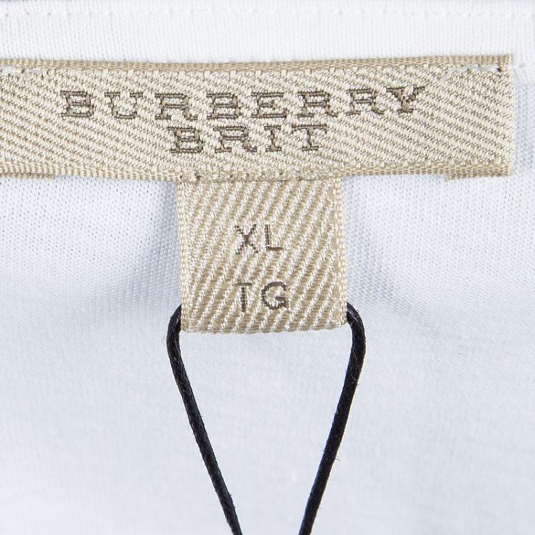 مملوكة مسبقًا Burberry Brit White Cotton Lace Trim Detail T-Shirt XL