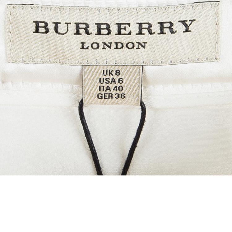 Pre Owned Burberry London Parchment White Fringe Detail Mini Skirt S