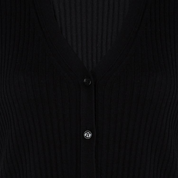 Pre Owned Burberry London Black Rib Knit Button Front Cardigan XL