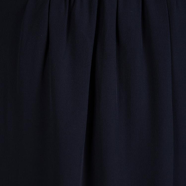 مملوكة مسبقًا Burberry London Navy Blue Silk Pleat Detail Skirt L