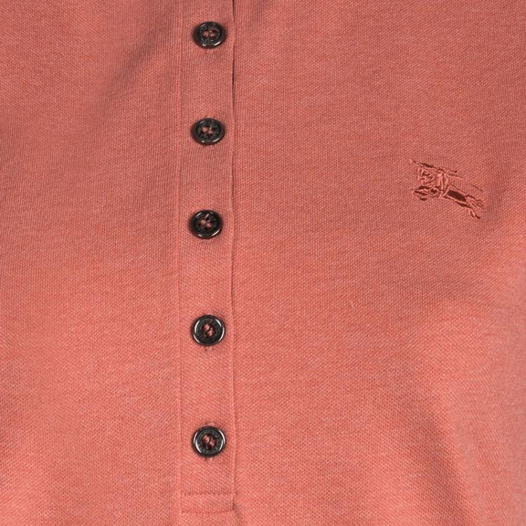 Pre Owned Burberry Brit Orange Short Sleeve Polo T-Shirt XL