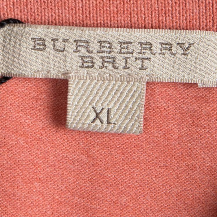 Pre Owned Burberry Brit Orange Short Sleeve Polo T-Shirt XL