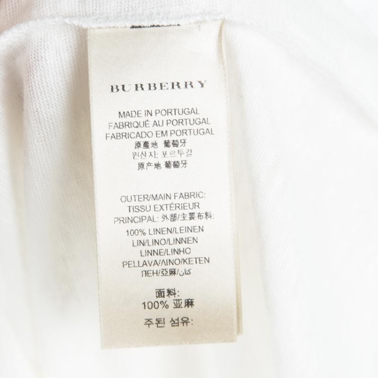 Pre Owned Burberry Brit White Linen Slub Jersey Short Sleeve T-Shirt L