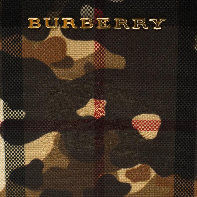 Pre Owned Burberry Camouflage Print Horseferry Check Nylon Elmore Zip Around Wallet