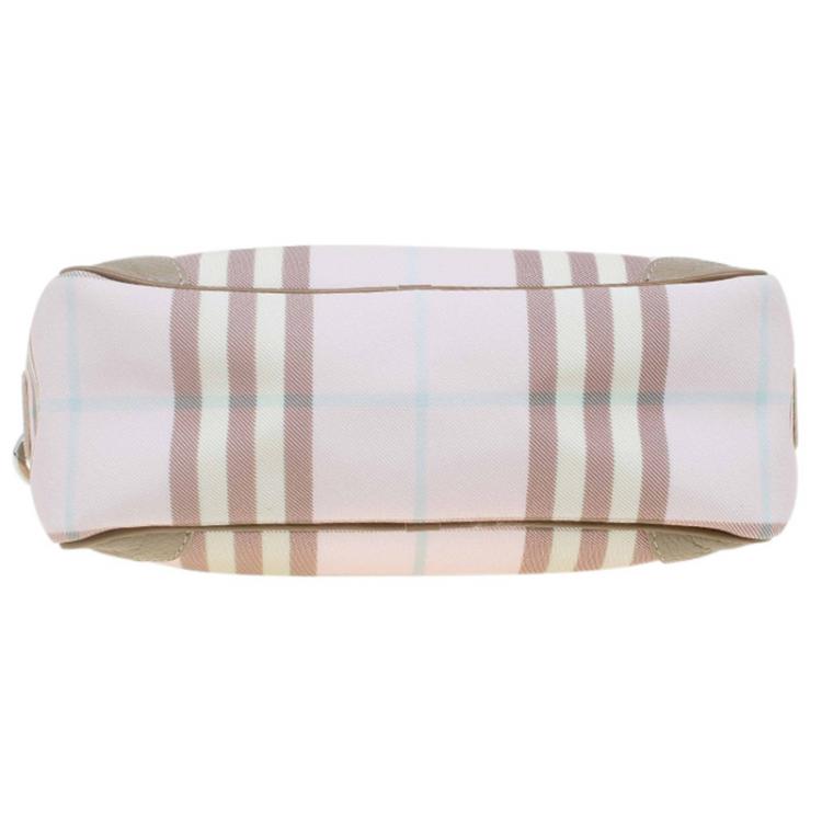 Pre Owned Burberry Pink/Grey House Check Coated Canvas Messenger Bag