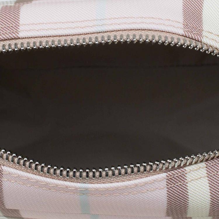 Pre Owned Burberry Pink/Grey House Check Coated Canvas Messenger Bag