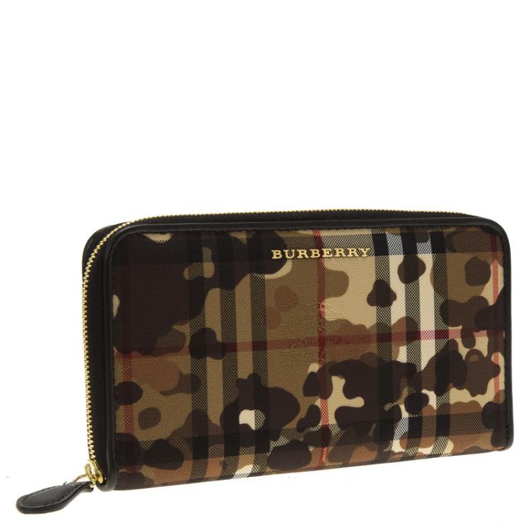 Burberry Camouflage Print Horseferry Check Canvas Elmore Zip Around Wallet  Burberry | TLC