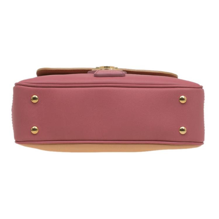 Pre Owned Burberry Tri Color Leather Medium DK88 Top Handle Bag