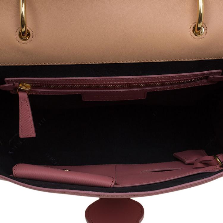 Pre Owned Burberry Tri Color Leather Medium DK88 Top Handle Bag
