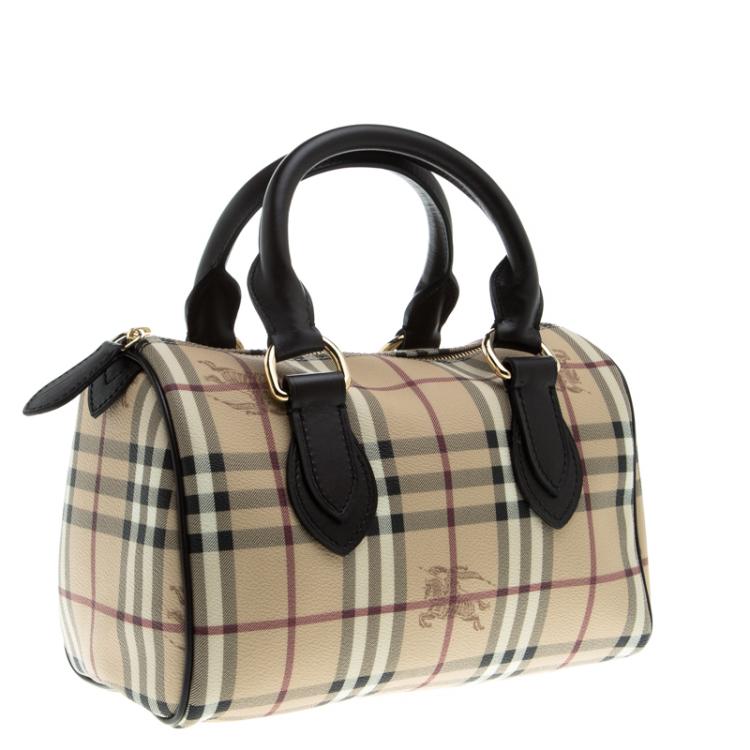 Pre Owned Burberry Choco Haymarket Check PVC Chester Bowling Bag