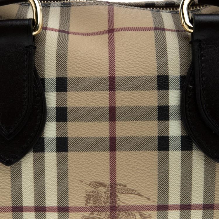 Pre Owned Burberry Choco Haymarket Check PVC Chester Bowling Bag