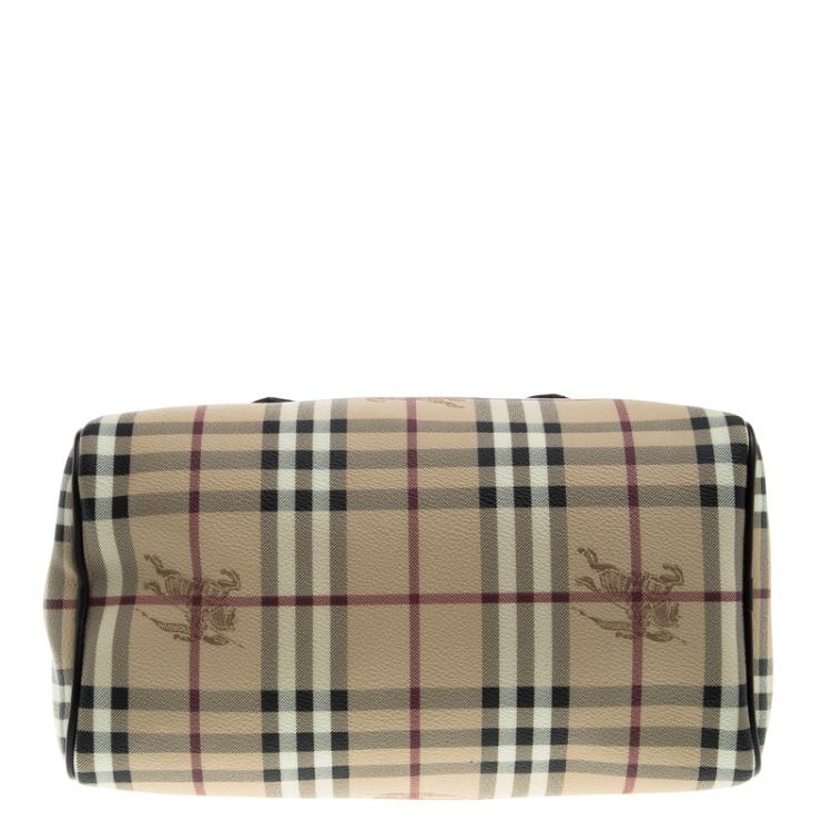 Pre Owned Burberry Choco Haymarket Check PVC Chester Bowling Bag