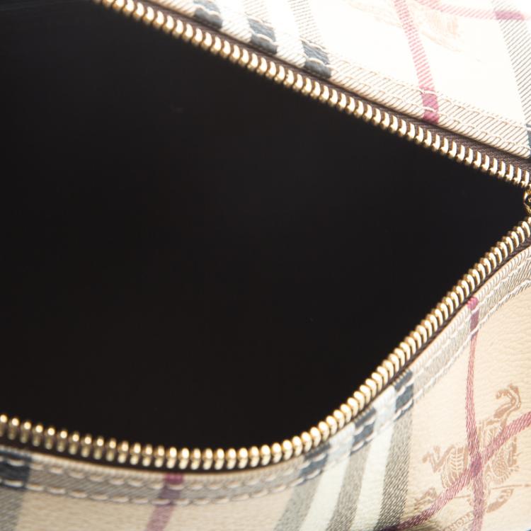 Pre Owned Burberry Choco Haymarket Check PVC Chester Bowling Bag