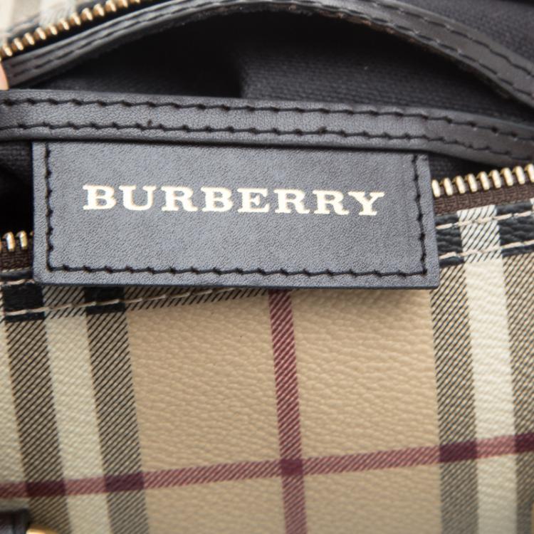 Pre Owned Burberry Choco Haymarket Check PVC Chester Bowling Bag