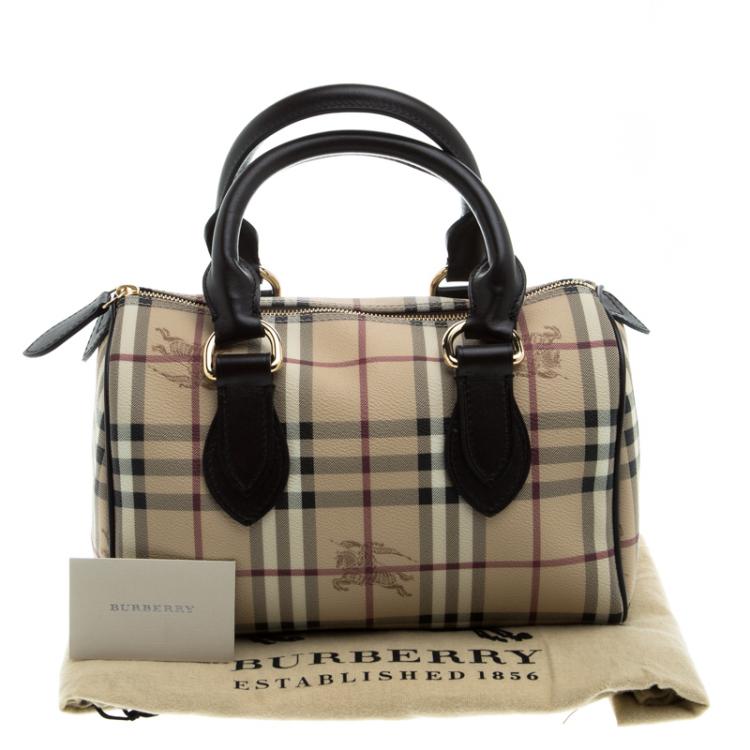 Pre Owned Burberry Choco Haymarket Check PVC Chester Bowling Bag