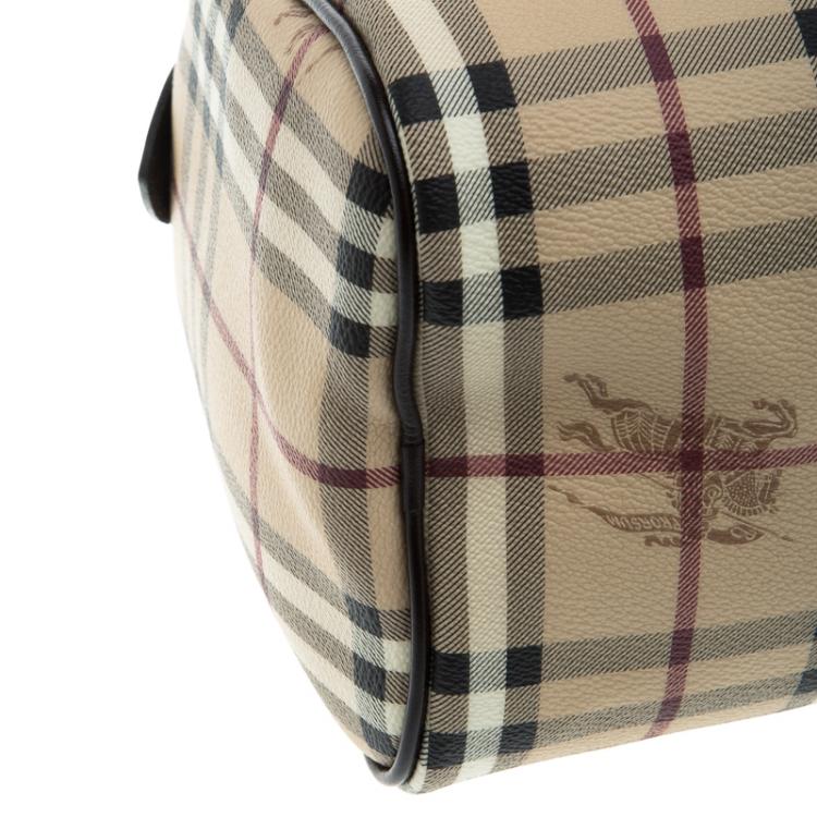 Pre Owned Burberry Choco Haymarket Check PVC Chester Bowling Bag