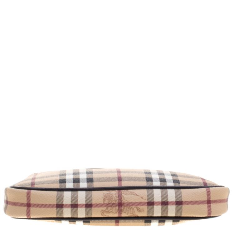 Pre Owned Burberry Brown Haymarket Check PVC Small Aston Sling Bag