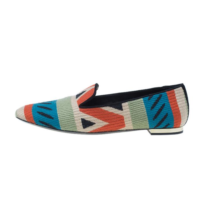 Pre Owned Burberry Prosum Multicolor Hoadley Tapestry Smoking Slippers Size 39