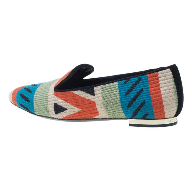 Pre Owned Burberry Prosum Multicolor Hoadley Tapestry Smoking Slippers Size 39