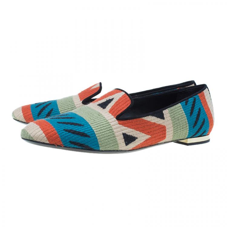 Pre Owned Burberry Prosum Multicolor Hoadley Tapestry Smoking Slippers Size 39