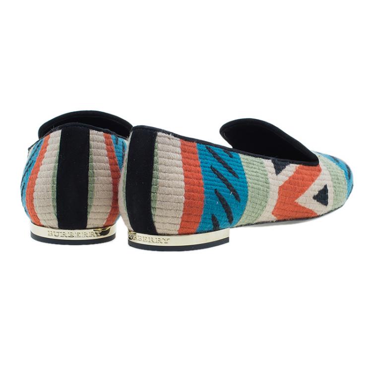 Pre Owned Burberry Prosum Multicolor Hoadley Tapestry Smoking Slippers Size 39