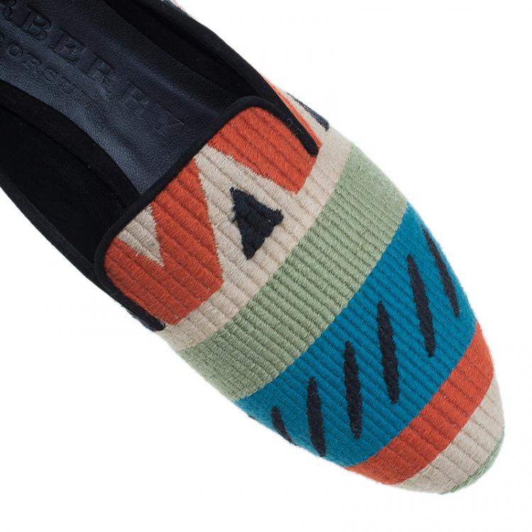 Pre Owned Burberry Prosum Multicolor Hoadley Tapestry Smoking Slippers Size 39