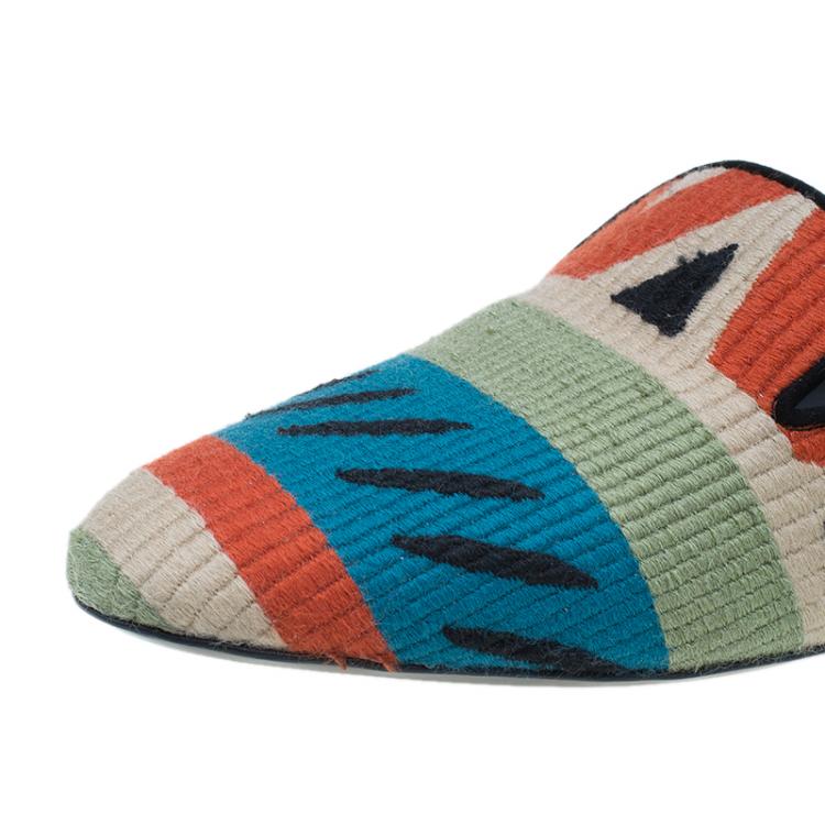 Pre Owned Burberry Prosum Multicolor Hoadley Tapestry Smoking Slippers Size 39
