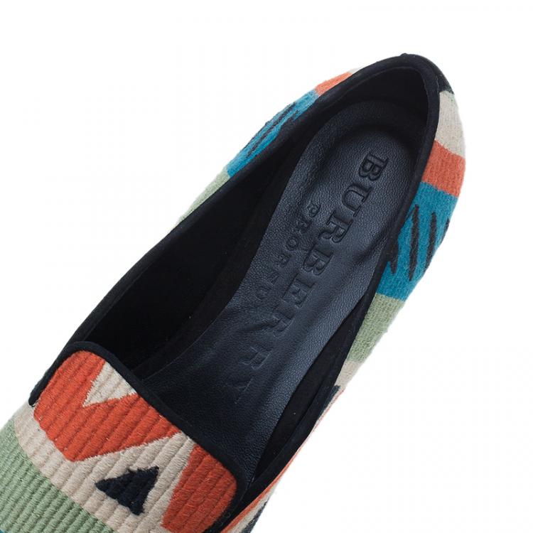Pre Owned Burberry Prosum Multicolor Hoadley Tapestry Smoking Slippers Size 39