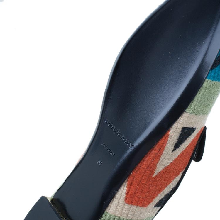 Pre Owned Burberry Prosum Multicolor Hoadley Tapestry Smoking Slippers Size 39