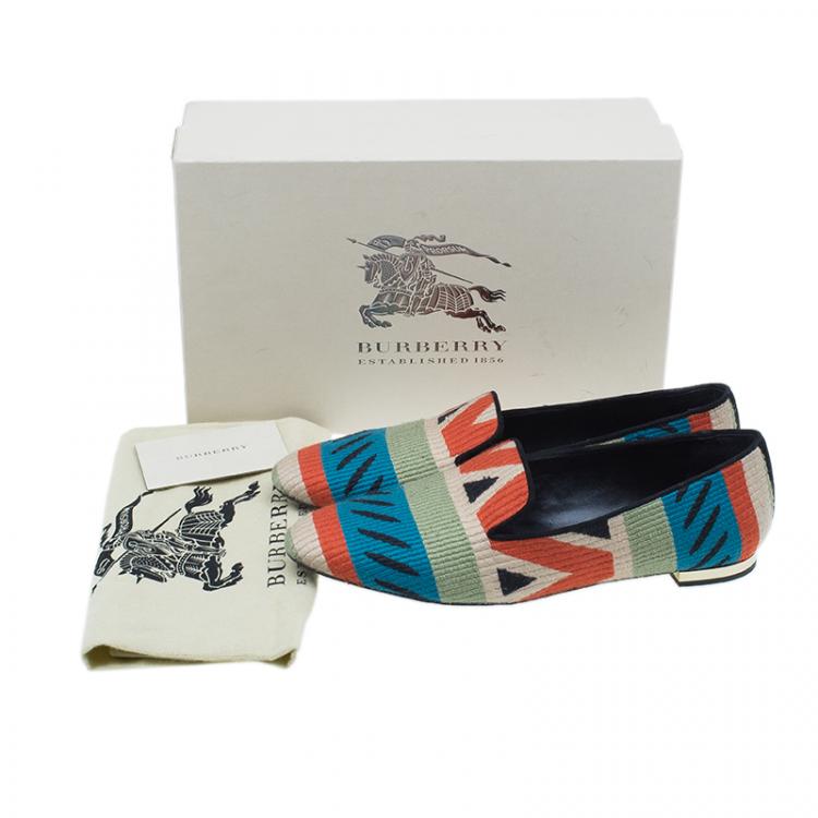 Pre Owned Burberry Prosum Multicolor Hoadley Tapestry Smoking Slippers Size 39