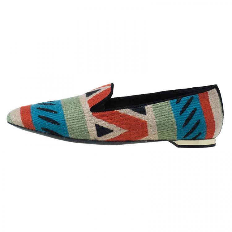 Pre Owned Burberry Prosum Multicolor Hoadley Tapestry Smoking Slippers Size 37