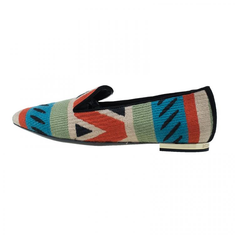 Pre Owned Burberry Prosum Multicolor Hoadley Tapestry Smoking Slippers Size 37