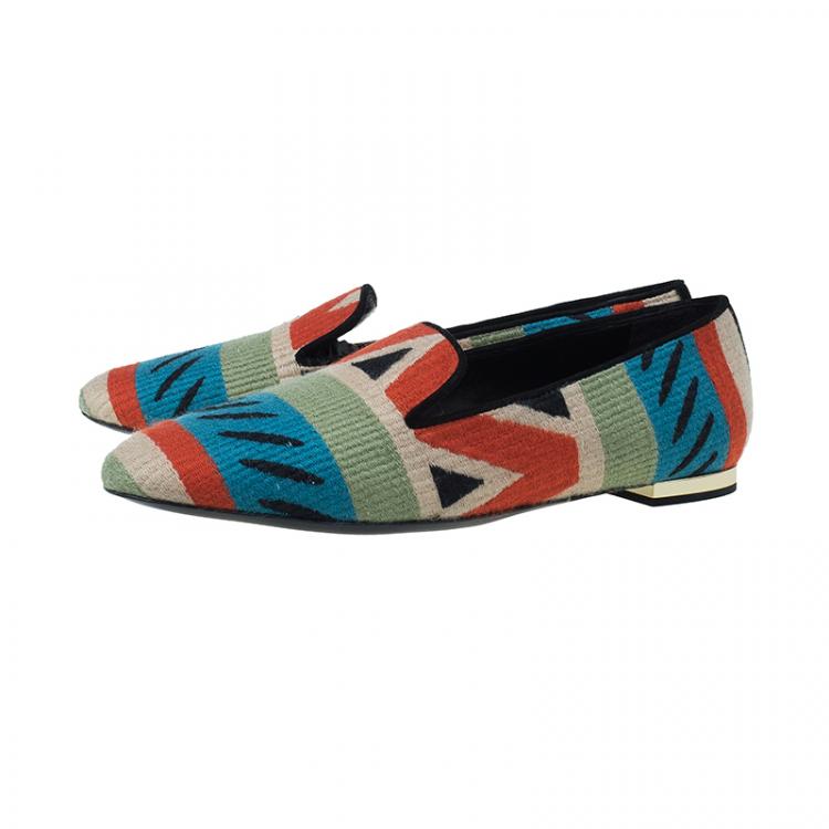 Pre Owned Burberry Prosum Multicolor Hoadley Tapestry Smoking Slippers Size 37