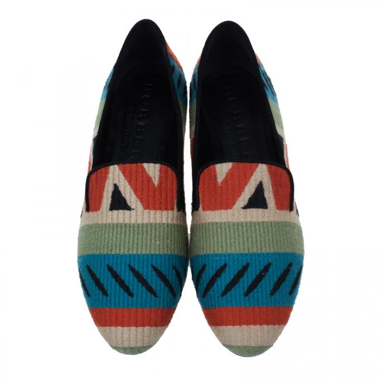 Pre Owned Burberry Prosum Multicolor Hoadley Tapestry Smoking Slippers Size 37
