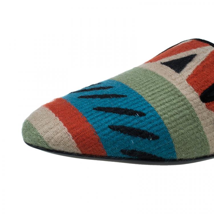 Pre Owned Burberry Prosum Multicolor Hoadley Tapestry Smoking Slippers Size 37