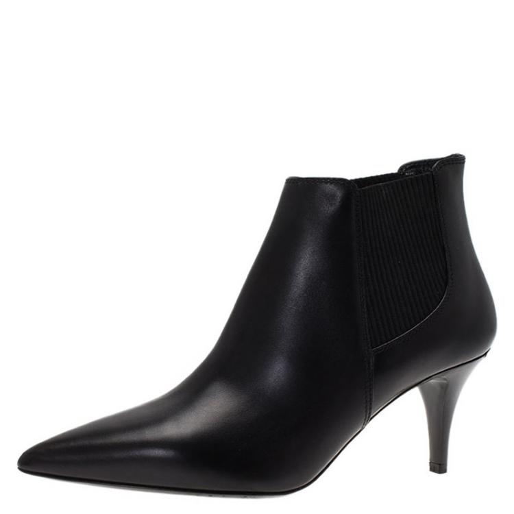 Pre Owned Burberry Black Leather Castlemore Pointed Toe Ankle Boots Size 38