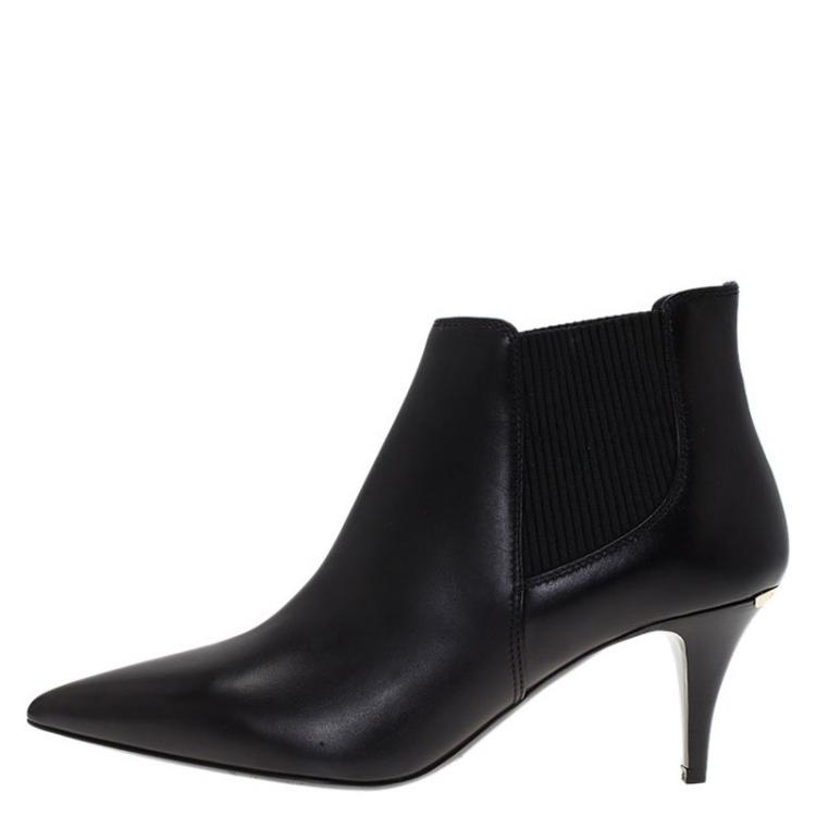 Pre Owned Burberry Black Leather Castlemore Pointed Toe Ankle Boots Size 38