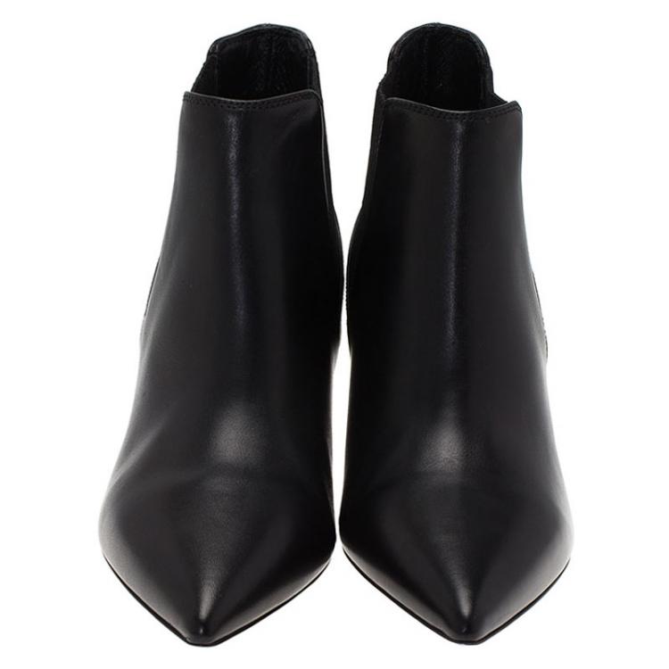 Pre Owned Burberry Black Leather Castlemore Pointed Toe Ankle Boots Size 38