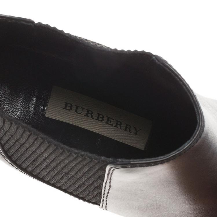 Pre Owned Burberry Black Leather Castlemore Pointed Toe Ankle Boots Size 38