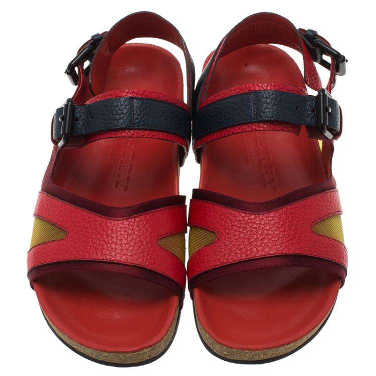 Pre Owned Burberry Prorsum Tricolor Leather and Mesh The Field Sandals Size 39.5