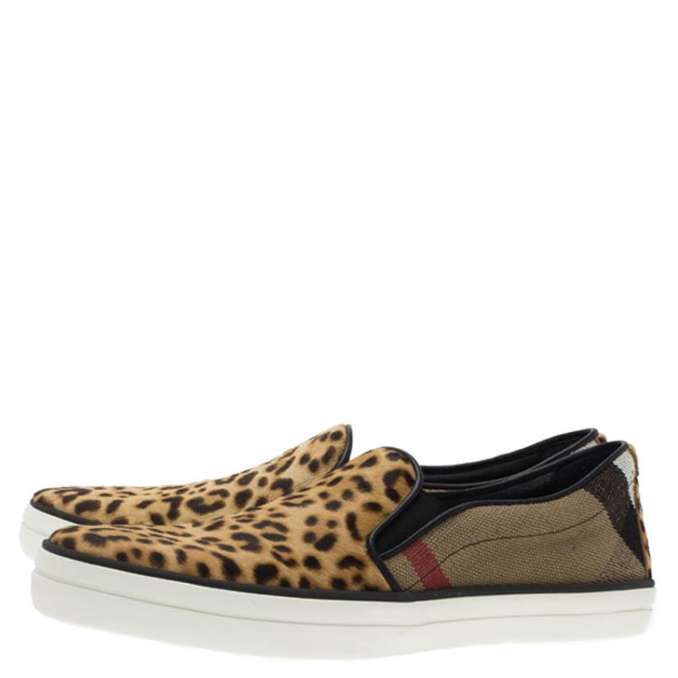 leopard calf hair slip on sneakers