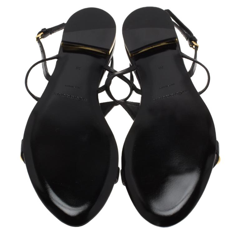 مملوكة مسبقًا Burberry Black Bridle Studded Leather Parnell Sandals Size 38