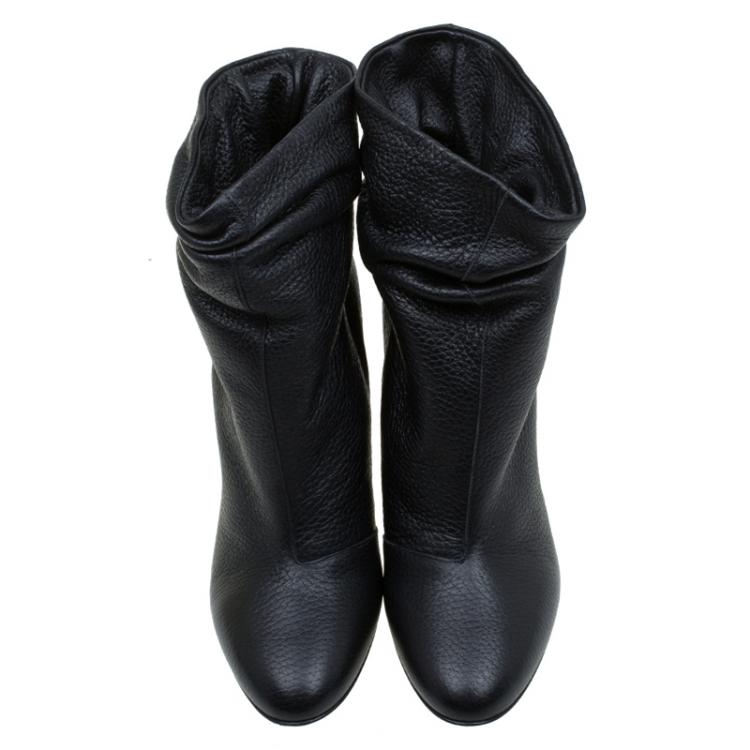 Pre Owned Burberry Black Leather Epworth Ankle Boots Size 37.5