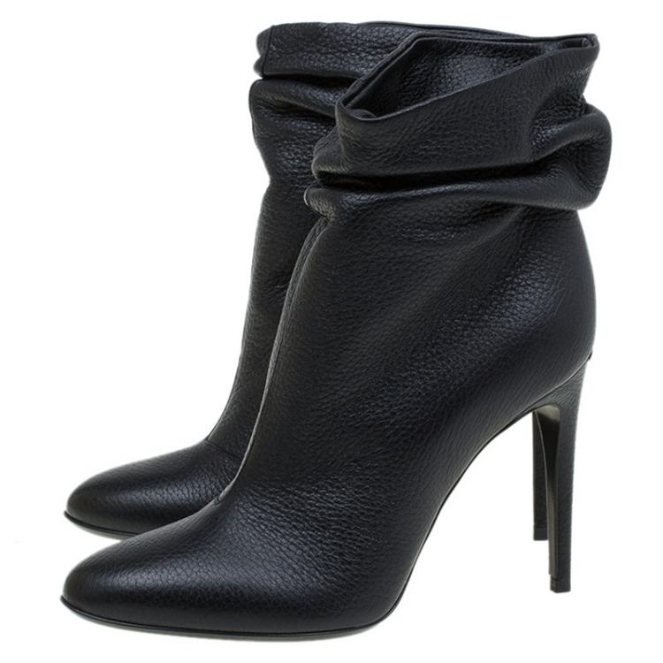 Pre Owned Burberry Black Leather Epworth Ankle Boots Size 37.5