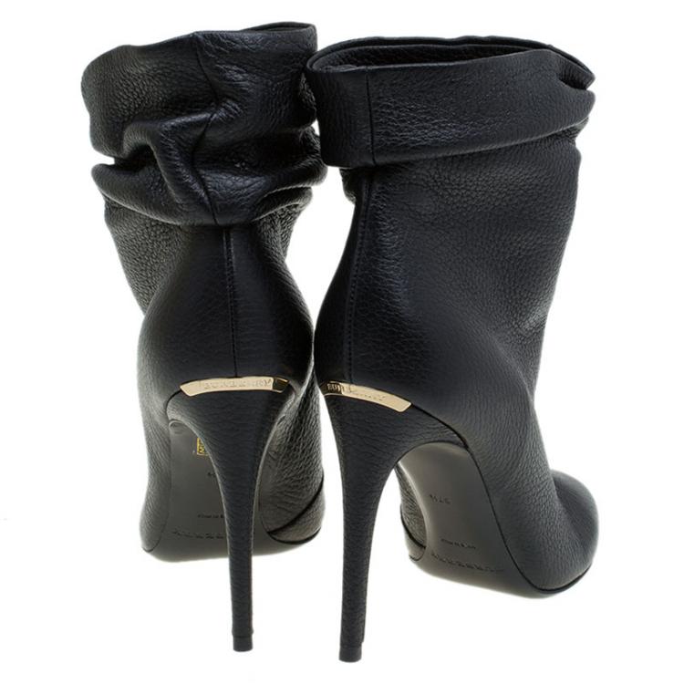 Pre Owned Burberry Black Leather Epworth Ankle Boots Size 37.5
