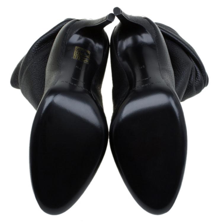 Pre Owned Burberry Black Leather Epworth Ankle Boots Size 37.5