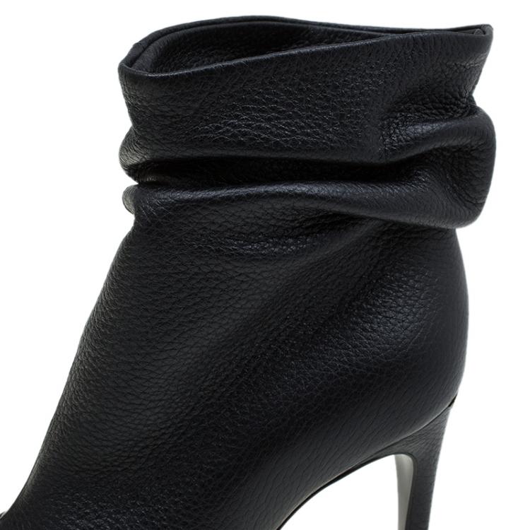 Pre Owned Burberry Black Leather Epworth Ankle Boots Size 37.5