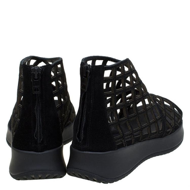 Pre Owned Burberry Black Suede Gladiator Platform Sandals Size 37