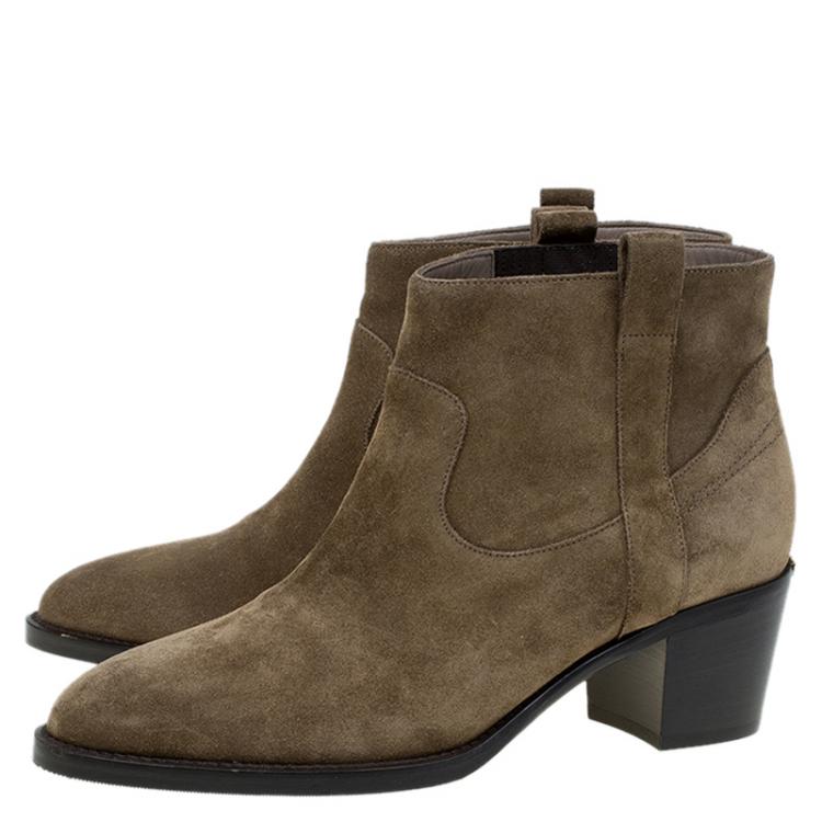 Pre Owned Burberry Brown Suede Coletta Ankle Boots Size 40
